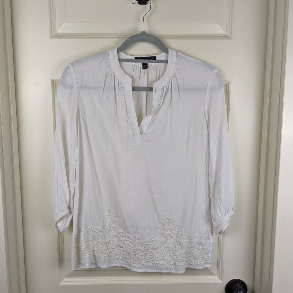 Creamy White Embroidered Banana Republic XXSP Tunic Blouse